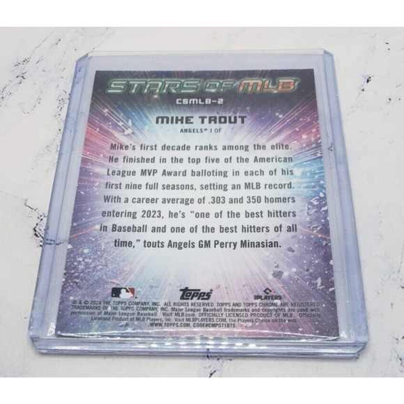 2024 Topps Series 1 Stars of MLB Chrome Mike Trout Los Angeles Angels #CSMLB-2 - Picture 4 of 4